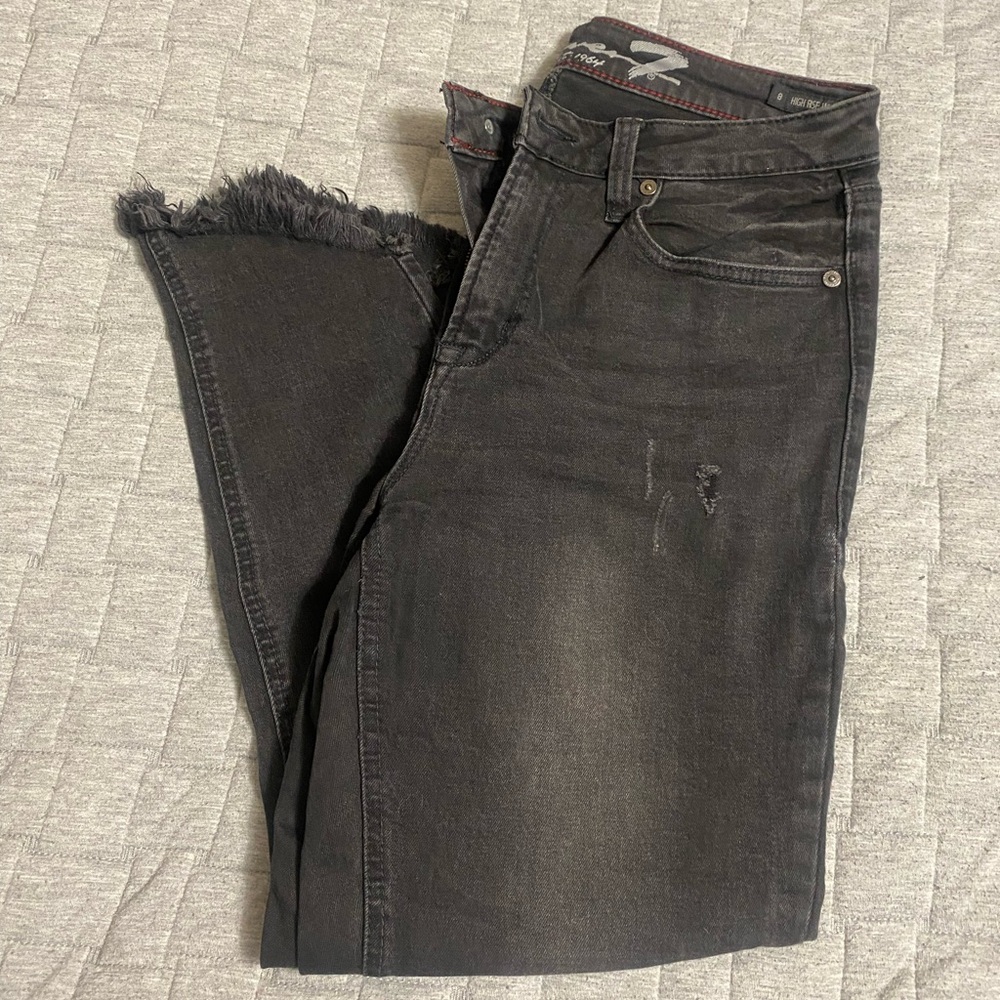 Seven7 | Distressed Black Cutoff High Rise Ankle Skinny Jeans Women’s Size 8
